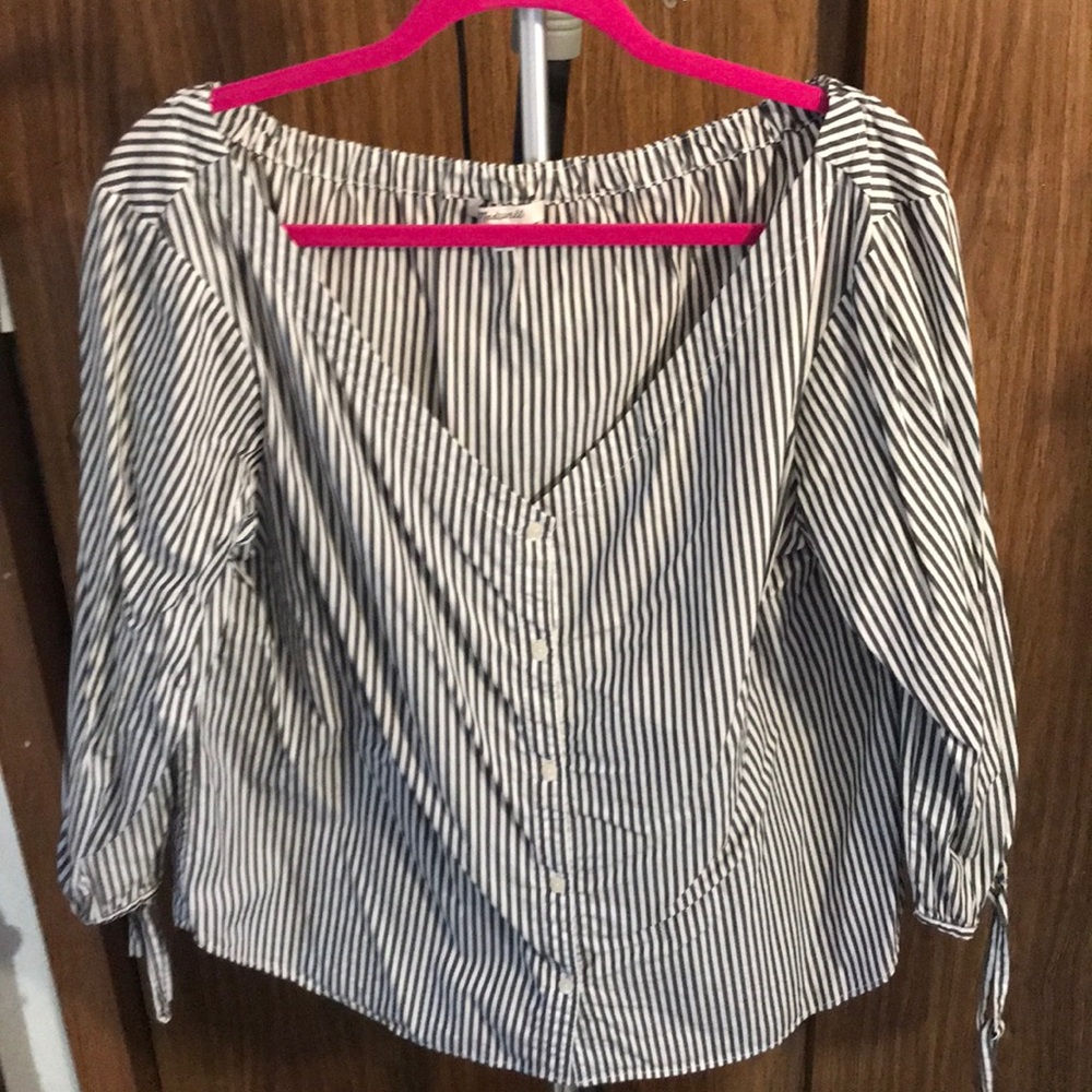 Madewell off the shoulder black stripe top